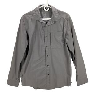 Swiss Tech Shirt Mens Medium 38-40 Button Up Gray Long sleeves Gorpcore Outdoors
